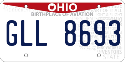 OH license plate GLL8693
