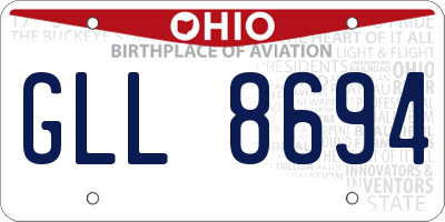 OH license plate GLL8694