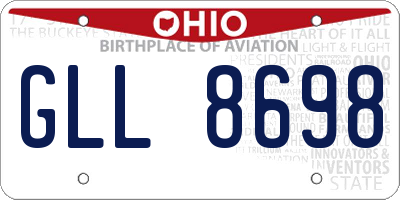OH license plate GLL8698