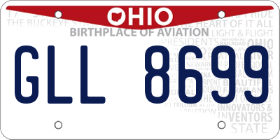 OH license plate GLL8699
