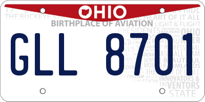 OH license plate GLL8701