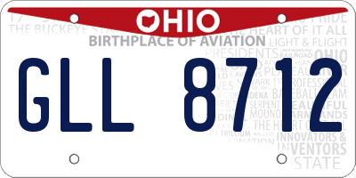 OH license plate GLL8712