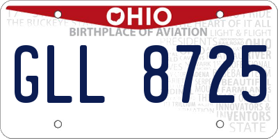 OH license plate GLL8725