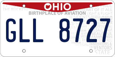 OH license plate GLL8727