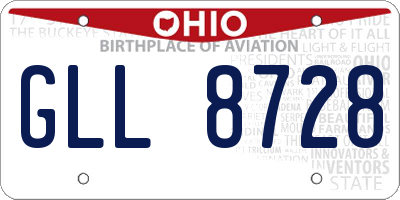OH license plate GLL8728