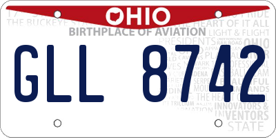 OH license plate GLL8742