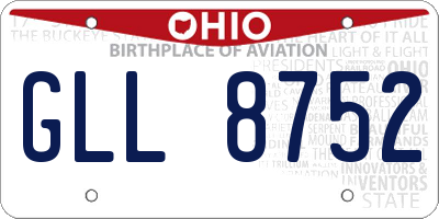 OH license plate GLL8752