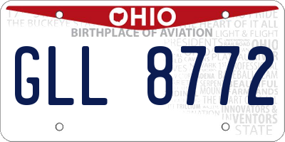 OH license plate GLL8772