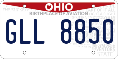 OH license plate GLL8850