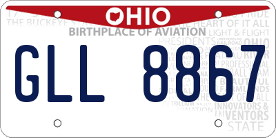 OH license plate GLL8867