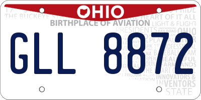 OH license plate GLL8872