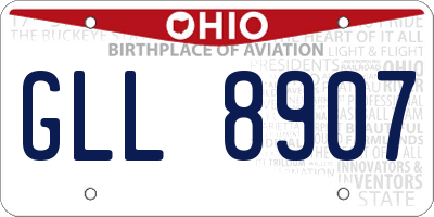 OH license plate GLL8907