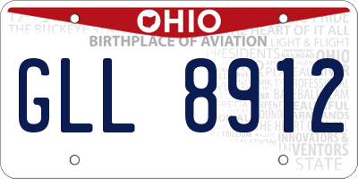 OH license plate GLL8912