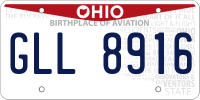OH license plate GLL8916