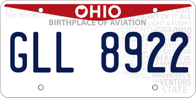 OH license plate GLL8922