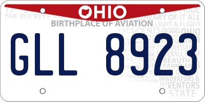OH license plate GLL8923