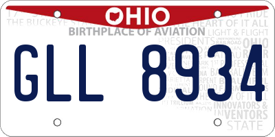OH license plate GLL8934