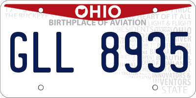 OH license plate GLL8935