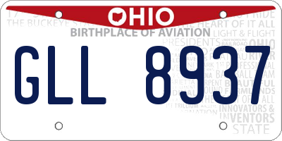 OH license plate GLL8937