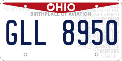 OH license plate GLL8950