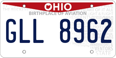 OH license plate GLL8962