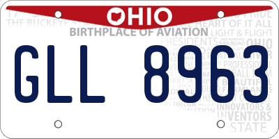OH license plate GLL8963