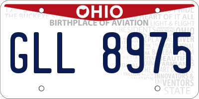 OH license plate GLL8975