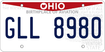 OH license plate GLL8980