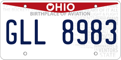 OH license plate GLL8983