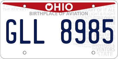 OH license plate GLL8985