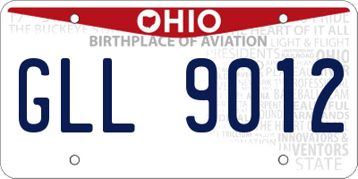 OH license plate GLL9012