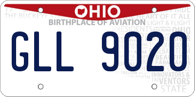 OH license plate GLL9020