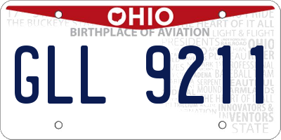 OH license plate GLL9211