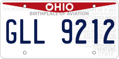 OH license plate GLL9212