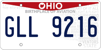 OH license plate GLL9216