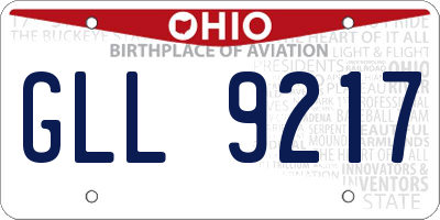 OH license plate GLL9217