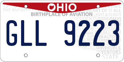 OH license plate GLL9223