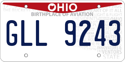 OH license plate GLL9243