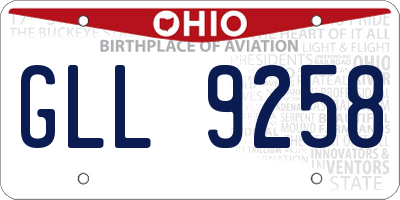 OH license plate GLL9258
