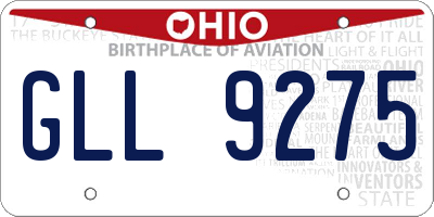 OH license plate GLL9275