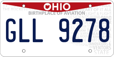 OH license plate GLL9278