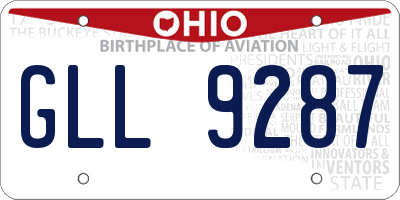 OH license plate GLL9287