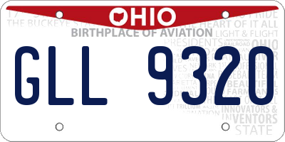 OH license plate GLL9320