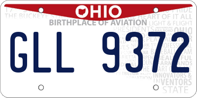 OH license plate GLL9372