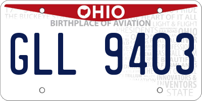 OH license plate GLL9403