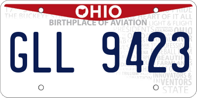 OH license plate GLL9423