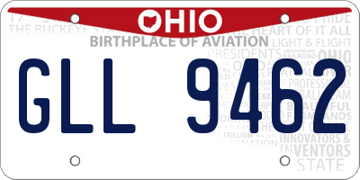 OH license plate GLL9462