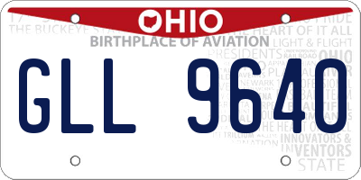 OH license plate GLL9640