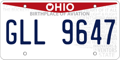 OH license plate GLL9647