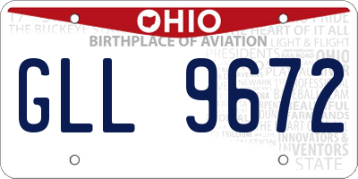 OH license plate GLL9672